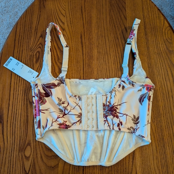 Urban Outfitters Tan/Purple Floral Bustier, Size M - NEW - Picture 4 of 10